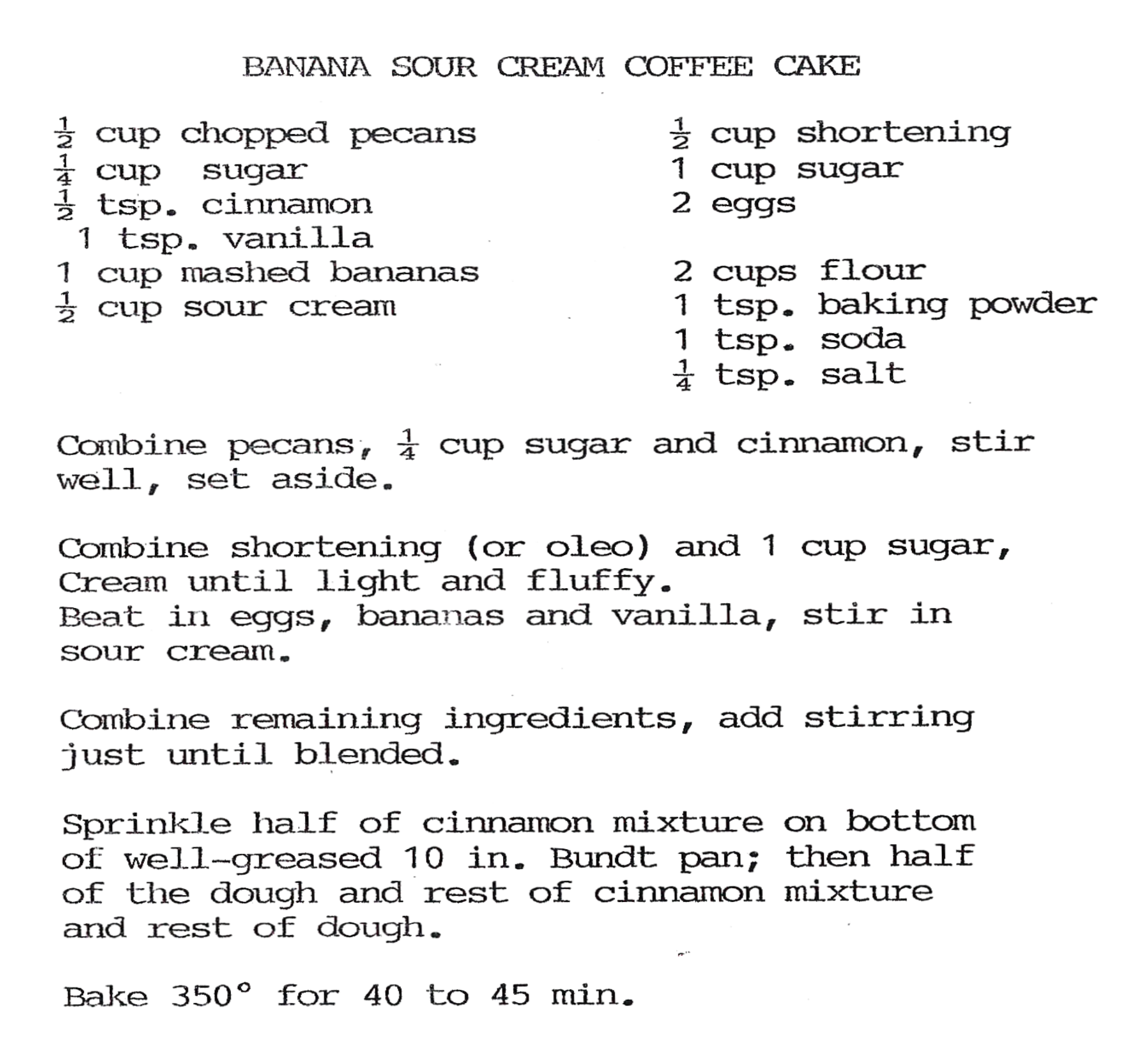 Banana Sour Cream Coffee Cake Image